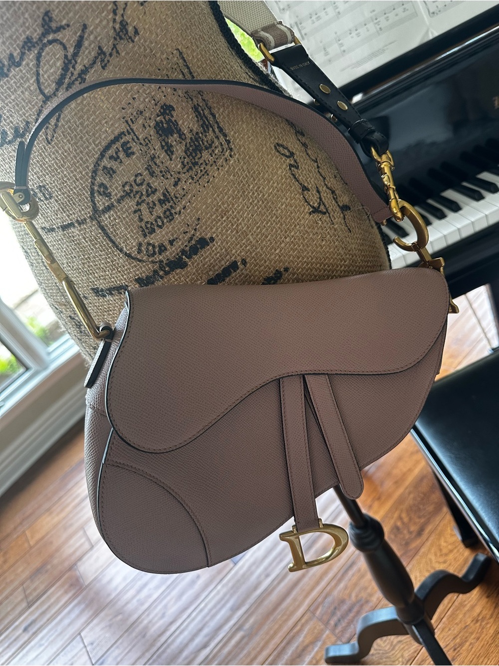 Authentic Christian Dior Taupe Saddle Shoulder Bag Gold Hardware Crossbody Strap - Picture 6 of 16